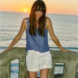 ZARA SCALLOPED STRAP TANK TOP